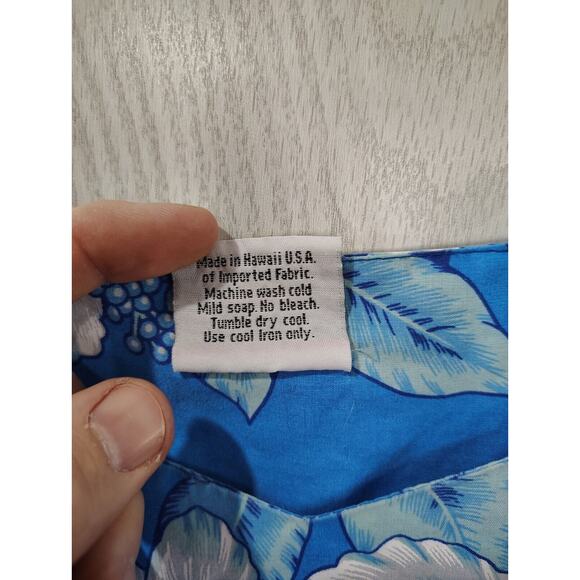 Vintage Kalena Fashions Women Dress Size XL Blue Floral Hawaiian Peplum Hem - Picture 4 of 6